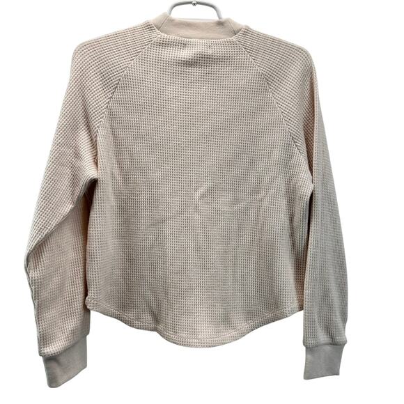 Madewell Waffle Knit Long Sleeve Crewneck Tee Pale Pink Cream M - Picture 2 of 8